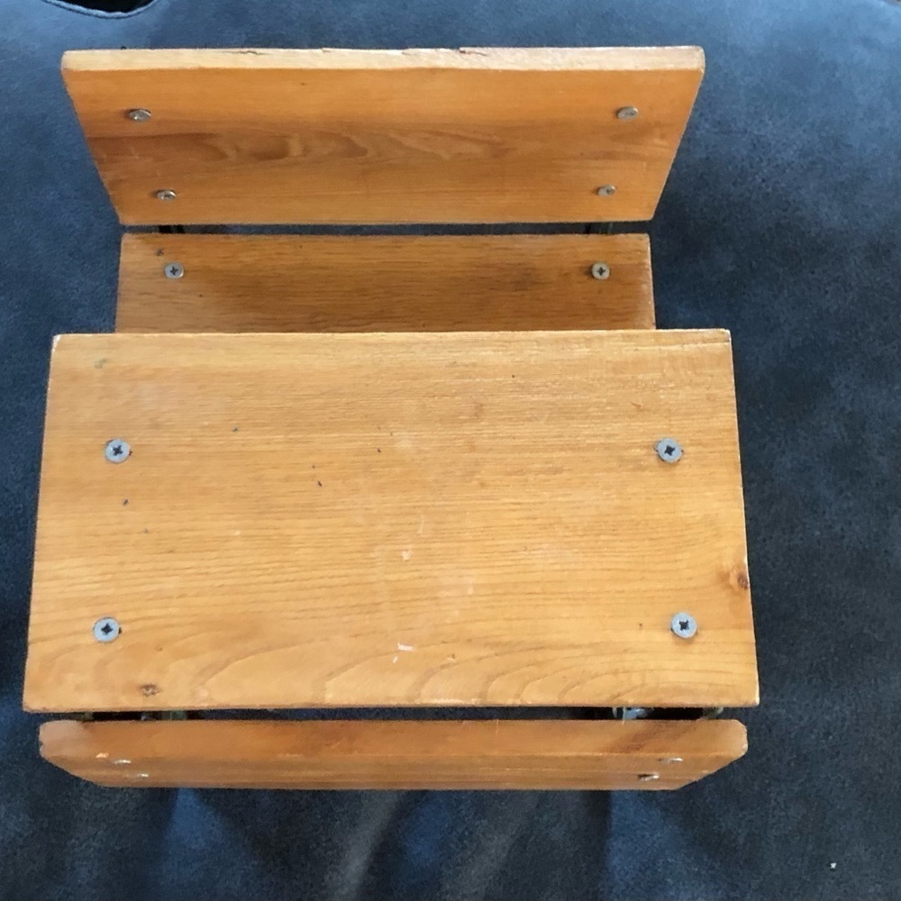 VTG Wood & Cast Iron Doll School Bench Desk Sturdy Brown Green 8”LX7.5”H - Picture 5 of 8